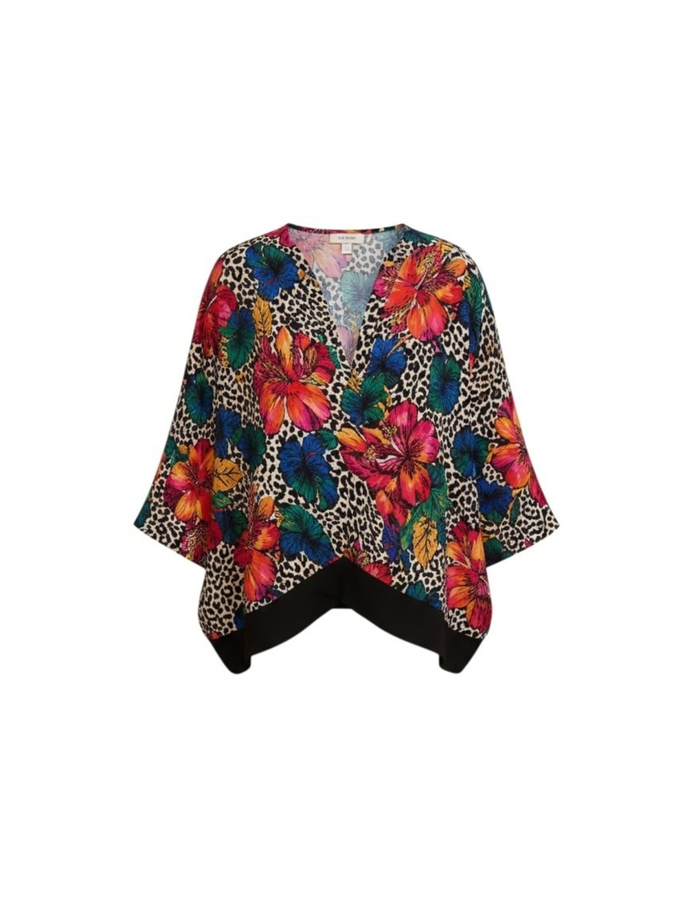 Adrianna Papell Vintage Floral & Leopard Print Draped Top